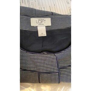 Ann Taylor Loft Women's 4P Gingham Blazer Jacket Blue White Pockets Lightweight